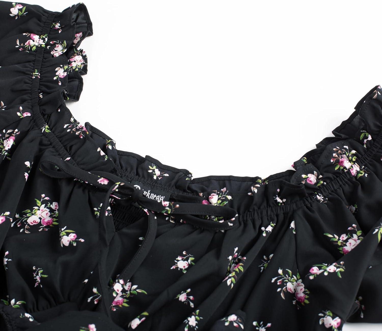 image:imageScarlet Darkness Renaissance Dress Women Cottagecore Corset Dress Ruffle Maxi Dress with PocketsBlack Pink