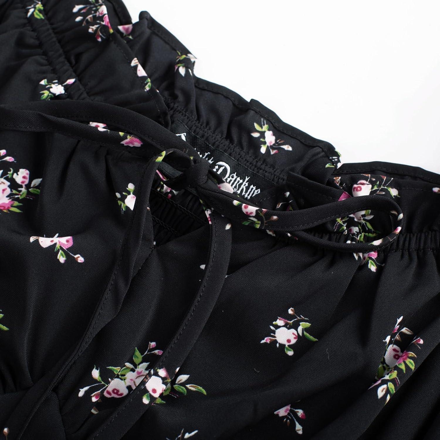 image:imageScarlet Darkness Renaissance Dress Women Cottagecore Corset Dress Ruffle Maxi Dress with PocketsBlack Pink