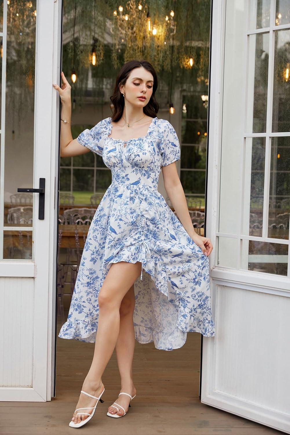 image:imageScarlet Darkness Renaissance Dress Women Cottagecore Corset Dress Ruffle Maxi Dress with PocketsBlue Bird