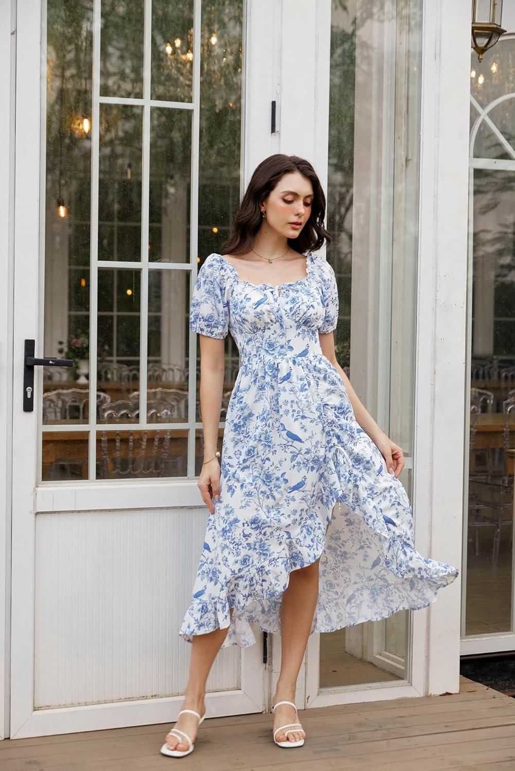 image:imageScarlet Darkness Renaissance Dress Women Cottagecore Corset Dress Ruffle Maxi Dress with PocketsBlue Bird