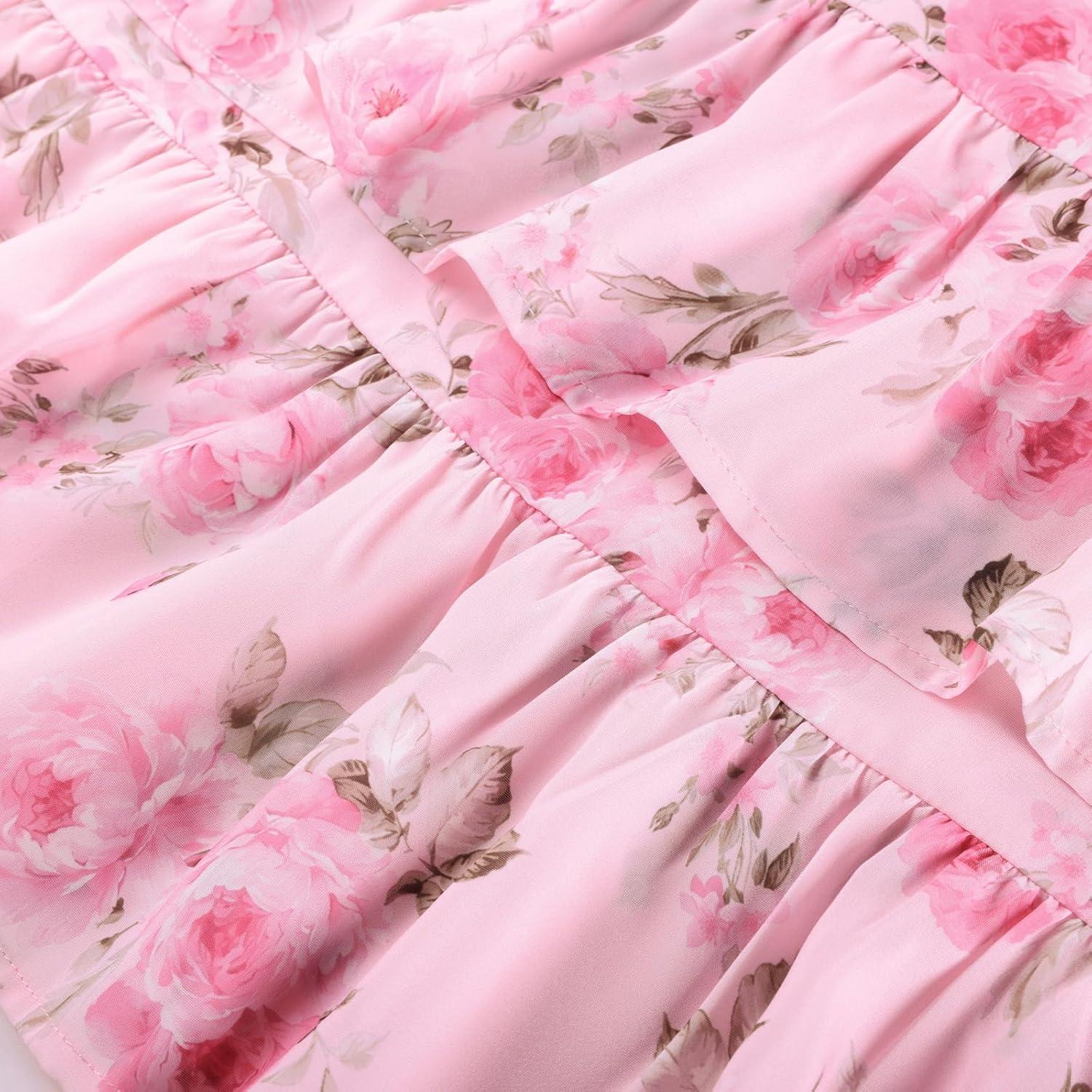 image:imageScarlet Darkness Womens Floral Cottagecore Dress Smocked A Line Casual Milkmaid Sundress with PocketsPink Flower