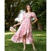image:imageScarlet Darkness Corset Dresses for Women Summer 2026 Floral Wedding Guest Chiffon SundressPink Flower