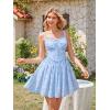 image:imageScarlet Darkness Floral Corset Dress for Women 2026 Summer Sundress Lace Up Mini Milkmaid Dresses with PocketsBlue Flower