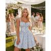 image:imageScarlet Darkness Floral Corset Dress for Women 2026 Summer Sundress Lace Up Mini Milkmaid Dresses with PocketsBlue Pink Floral
