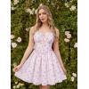 image:imageScarlet Darkness Floral Corset Dress for Women 2026 Summer Sundress Lace Up Mini Milkmaid Dresses with PocketsLight Purple Floral