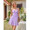 image:imageScarlet Darkness Floral Corset Dress for Women 2026 Summer Sundress Lace Up Mini Milkmaid Dresses with PocketsPurple Flower