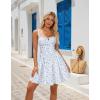image:imageScarlet Darkness Floral Corset Dress for Women 2026 Summer Sundress Lace Up Mini Milkmaid Dresses with PocketsWhite Blue Floral