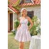 image:imageScarlet Darkness Floral Corset Dress for Women 2026 Summer Sundress Lace Up Mini Milkmaid Dresses with PocketsWhite Pink Floral