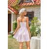 image:imageScarlet Darkness Floral Corset Dress for Women 2026 Summer Sundress Lace Up Mini Milkmaid Dresses with PocketsWhite Pink Floral