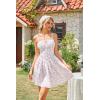 image:imageScarlet Darkness Floral Corset Dress for Women 2026 Summer Sundress Lace Up Mini Milkmaid Dresses with PocketsWhite Pink Floral