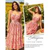 image:imageScarlet Darkness Floral Dress for Women 2026 Corset Milkmaid Dresses Casual Summer Sundress with PocketsRed