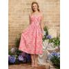 image:imageScarlet Darkness Floral Dress for Women 2026 Corset Milkmaid Dresses Casual Summer Sundress with PocketsRed