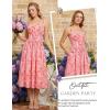 image:imageScarlet Darkness Floral Dress for Women 2026 Corset Milkmaid Dresses Casual Summer Sundress with PocketsRed