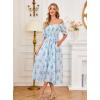 image:imageScarlet Darkness Floral Dress for Women Summer Puff Sleeve Square Neck A Line Flowy Wedding Guest Tea Party DressesBlue Rose