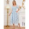 image:imageScarlet Darkness Floral Dress for Women Summer Puff Sleeve Square Neck A Line Flowy Wedding Guest Tea Party DressesBlue Rose