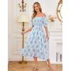 image:imageScarlet Darkness Floral Dress for Women Summer Puff Sleeve Square Neck A Line Flowy Wedding Guest Tea Party DressesBlue Rose