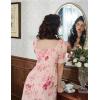 image:imageScarlet Darkness Floral Dress for Women Summer Puff Sleeve Square Neck A Line Flowy Wedding Guest Tea Party DressesFloral Pink