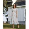image:imageScarlet Darkness Floral Dress for Women Summer Puff Sleeve Square Neck A Line Flowy Wedding Guest Tea Party DressesMist Blue Garden