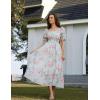 image:imageScarlet Darkness Floral Dress for Women Summer Puff Sleeve Square Neck A Line Flowy Wedding Guest Tea Party DressesMist Blue Garden