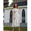 image:imageScarlet Darkness Floral Dress for Women Summer Puff Sleeve Square Neck A Line Flowy Wedding Guest Tea Party DressesMist Blue Garden