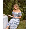 image:imageScarlet Darkness Floral Dress for Women Summer Puff Sleeve Square Neck A Line Flowy Wedding Guest Tea Party DressesOcean Breeze