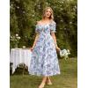 image:imageScarlet Darkness Floral Dress for Women Summer Puff Sleeve Square Neck A Line Flowy Wedding Guest Tea Party DressesOcean Breeze