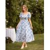 image:imageScarlet Darkness Floral Dress for Women Summer Puff Sleeve Square Neck A Line Flowy Wedding Guest Tea Party DressesOcean Breeze