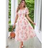 image:imageScarlet Darkness Floral Dress for Women Summer Puff Sleeve Square Neck A Line Flowy Wedding Guest Tea Party DressesPeach Blossom