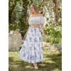 image:imageScarlet Darkness Floral Maxi Skirts for Women 2026 Summer Flowy Ruffle Long Skirt with PoketsBlue Floral