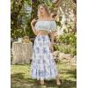 image:imageScarlet Darkness Floral Maxi Skirts for Women 2026 Summer Flowy Ruffle Long Skirt with PoketsBlue Floral