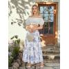image:imageScarlet Darkness Floral Maxi Skirts for Women 2026 Summer Flowy Ruffle Long Skirt with PoketsBlue Floral