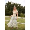 image:imageScarlet Darkness Floral Maxi Skirts for Women 2026 Summer Flowy Ruffle Long Skirt with PoketsGreen Floral