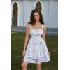 image:imageScarlet Darkness Floral Mini Corset Dress for Women Teen 2026 Summer Spring Flowy ALine Sundress with PocketsBlue White Floral