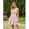 image:imageScarlet Darkness Floral Mini Corset Dress for Women Teen 2026 Summer Spring Flowy ALine Sundress with PocketsWhite Redrose Pattern