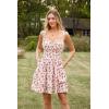image:imageScarlet Darkness Floral Mini Corset Dress for Women Teen 2026 Summer Spring Flowy ALine Sundress with PocketsWhite Redrose Pattern