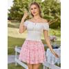 image:imageScarlet Darkness Floral Mini Skirt for Women 2026 Ruffle Tiered Skorts Summer Flowy Skirts with PocketsPink White Floral