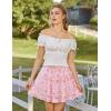 image:imageScarlet Darkness Floral Mini Skirt for Women 2026 Ruffle Tiered Skorts Summer Flowy Skirts with PocketsPink White Floral