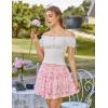 image:imageScarlet Darkness Floral Mini Skirt for Women 2026 Ruffle Tiered Skorts Summer Flowy Skirts with PocketsPink White Floral