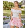 image:imageScarlet Darkness Floral Mini Skirt for Women 2026 Ruffle Tiered Skorts Summer Flowy Skirts with PocketsPink White Floral