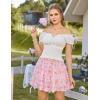 image:imageScarlet Darkness Floral Mini Skirt for Women 2026 Ruffle Tiered Skorts Summer Flowy Skirts with PocketsPink White Floral