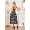 image:imageScarlet Darkness Milkmaid Corset Dress for Women Summer Wedding Guest Dresses Cocktail Floral Sundress with PocketsBlack Apricot Rose