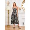 image:imageScarlet Darkness Milkmaid Corset Dress for Women Summer Wedding Guest Dresses Cocktail Floral Sundress with PocketsBlack Apricot Rose