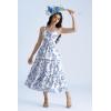image:imageScarlet Darkness Milkmaid Corset Dress for Women Summer Wedding Guest Dresses Cocktail Floral Sundress with PocketsBlue Rose
