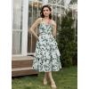 image:imageScarlet Darkness Milkmaid Corset Dress for Women Summer Wedding Guest Dresses Cocktail Floral Sundress with PocketsGreen Leaf