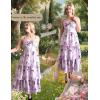 image:imageScarlet Darkness Milkmaid Corset Dress for Women Summer Wedding Guest Dresses Cocktail Floral Sundress with PocketsPurple Rose