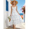image:imageScarlet Darkness Milkmaid Corset Dress for Women Summer Wedding Guest Dresses Cocktail Floral Sundress with PocketsWhite  Blue