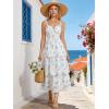image:imageScarlet Darkness Milkmaid Corset Dress for Women Summer Wedding Guest Dresses Cocktail Floral Sundress with PocketsWhite  Blue