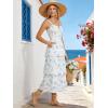 image:imageScarlet Darkness Milkmaid Corset Dress for Women Summer Wedding Guest Dresses Cocktail Floral Sundress with PocketsWhite  Blue