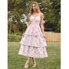 image:imageScarlet Darkness Milkmaid Corset Dress for Women Summer Wedding Guest Dresses Cocktail Floral Sundress with PocketsWhite Pink Rose