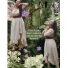 image:imageScarlet Darkness Renaissance Dress Women Cottagecore Corset Dress Ruffle Maxi Dress with PocketsBeige